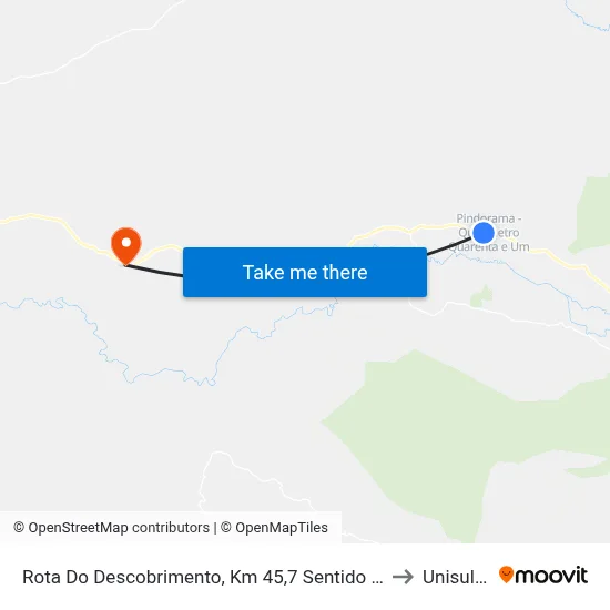 Rota Do Descobrimento, Km 45,7 Sentido Oeste | Povoado De Pindorama to Unisul - Bahia map