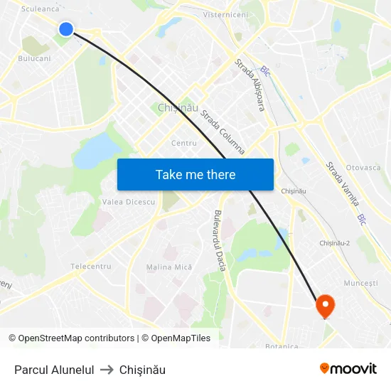 Parcul Alunelul to Chişinău map