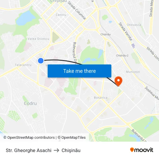 Str. Gheorghe Asachi to Chişinău map