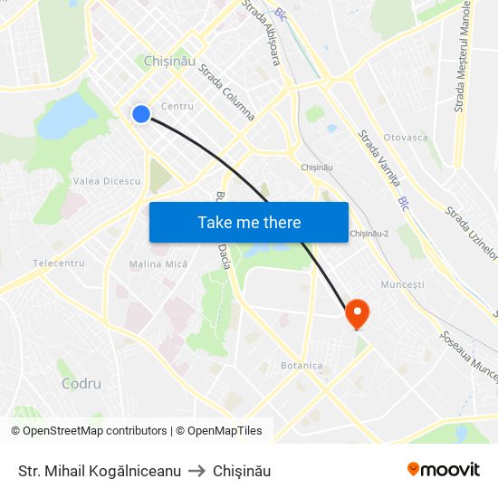 Str. Mihail Kogălniceanu to Chişinău map