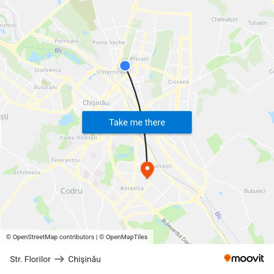 Str. Florilor to Chişinău map