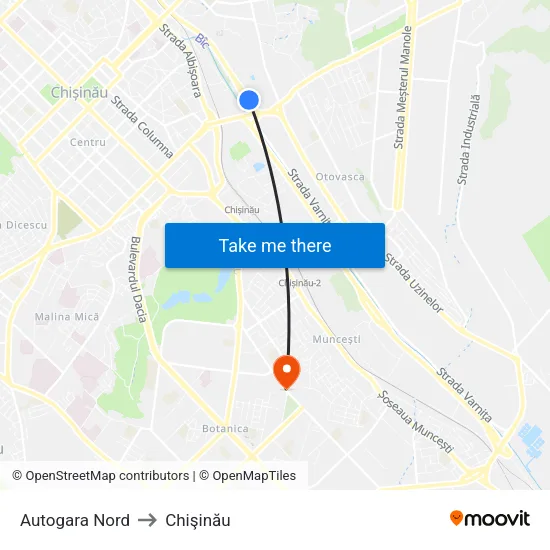 Autogara Nord to Chişinău map