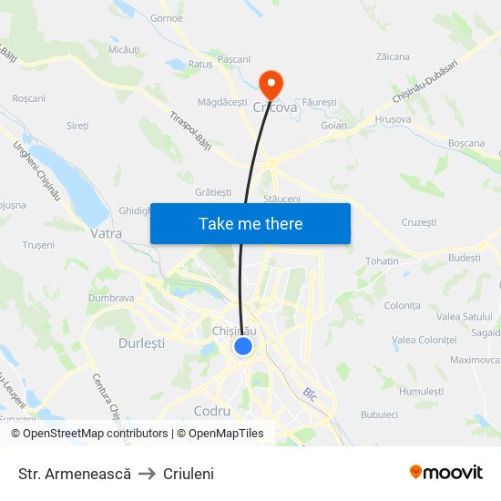 Str. Armenească to Criuleni map