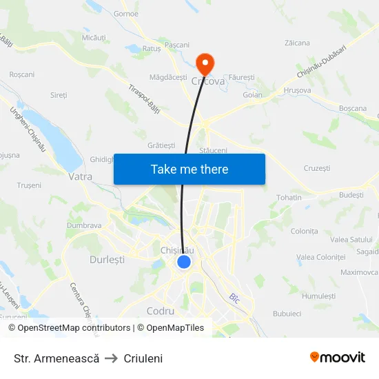 Str. Armenească to Criuleni map