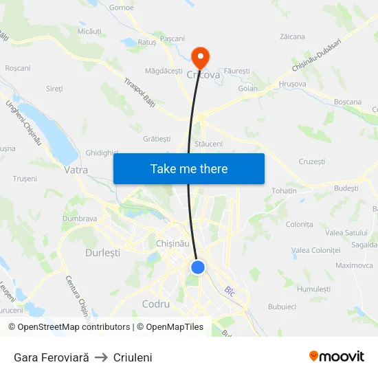 Gara Feroviară to Criuleni map