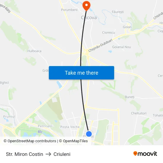 Str. Miron Costin to Criuleni map