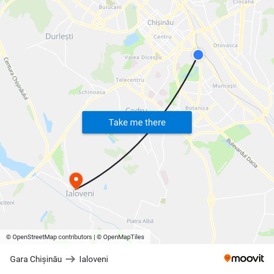 Gara Chișinău to Ialoveni map