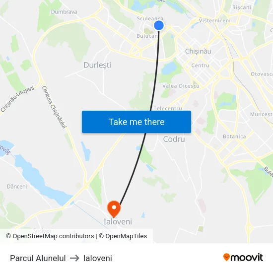 Parcul Alunelul to Ialoveni map