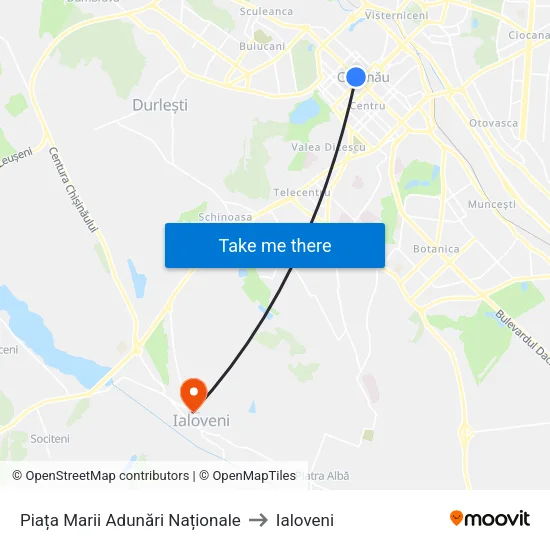 Piața Marii Adunări Naționale to Ialoveni map