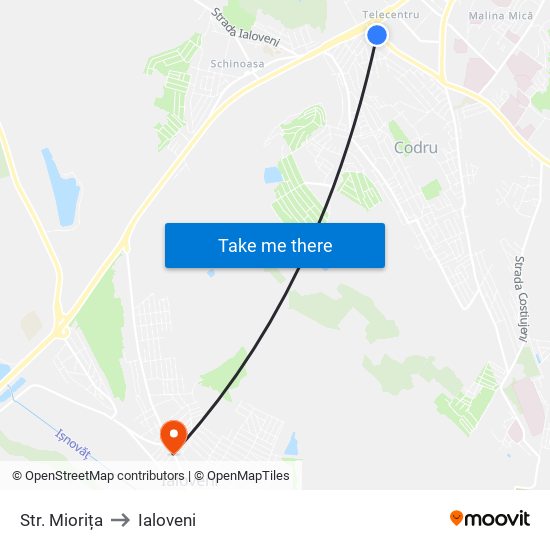 Str. Miorița to Ialoveni map