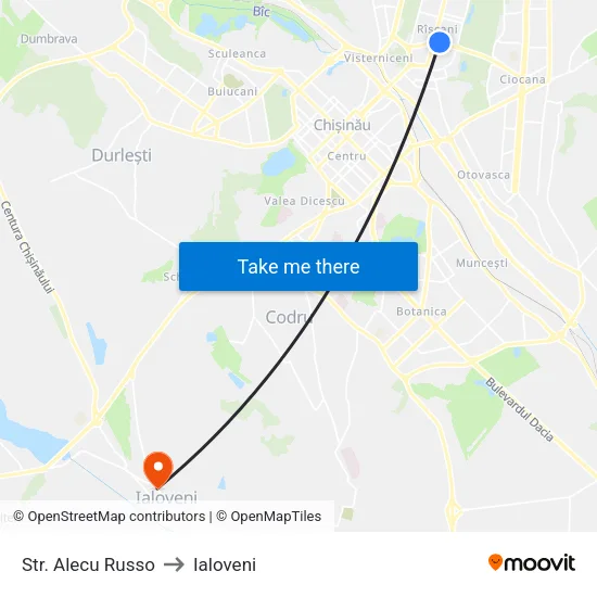 Str. Alecu Russo to Ialoveni map