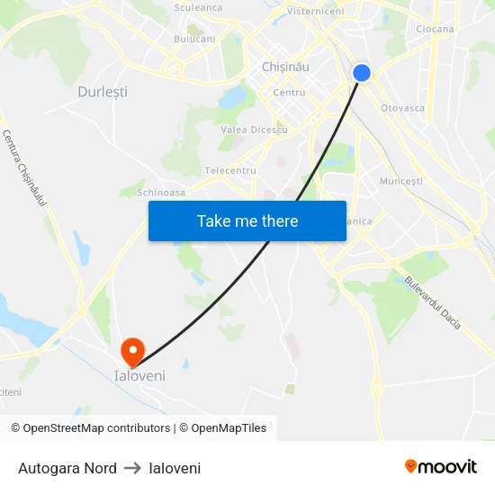 Autogara Nord to Ialoveni map
