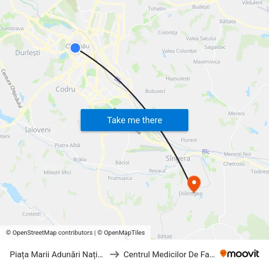 Piața Marii Adunări Naționale to Centrul Medicilor De Familie map