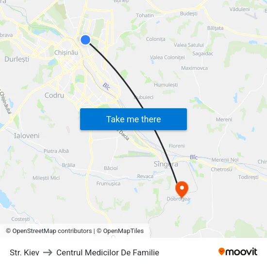 Str. Kiev to Centrul Medicilor De Familie map