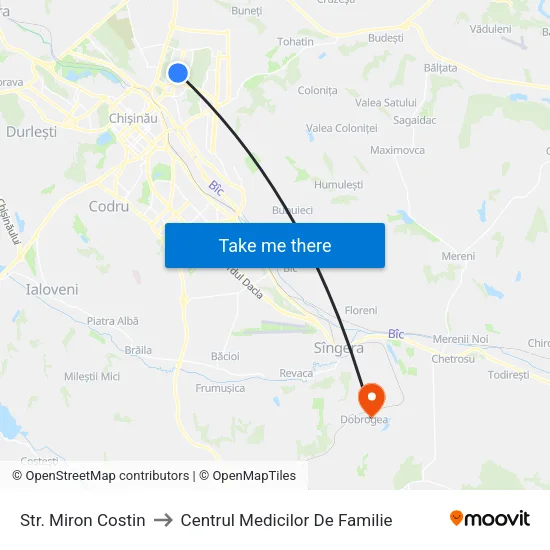 Str. Miron Costin to Centrul Medicilor De Familie map