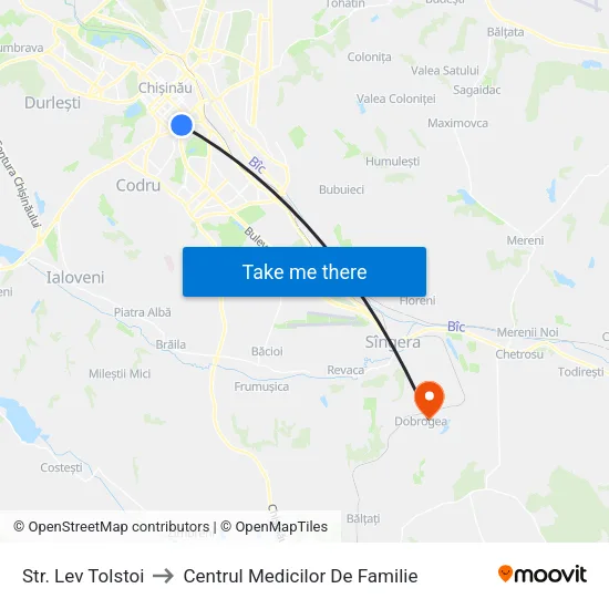 Str. Lev Tolstoi to Centrul Medicilor De Familie map