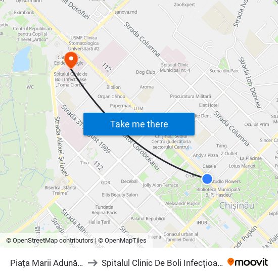 Piața Marii Adunări Naționale to Spitalul Clinic De Boli Infecțioase „Toma Ciorbă” map