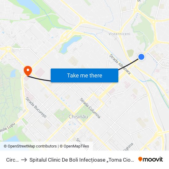 Circul to Spitalul Clinic De Boli Infecțioase „Toma Ciorbă” map