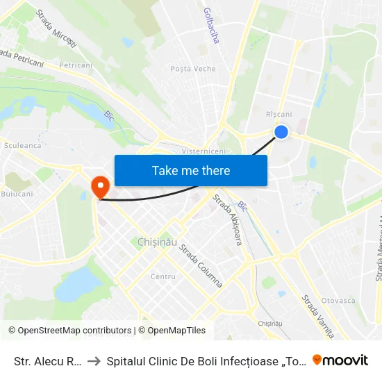 Str. Alecu Russo to Spitalul Clinic De Boli Infecțioase „Toma Ciorbă” map