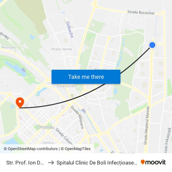 Str. Prof. Ion Dumeniuc to Spitalul Clinic De Boli Infecțioase „Toma Ciorbă” map