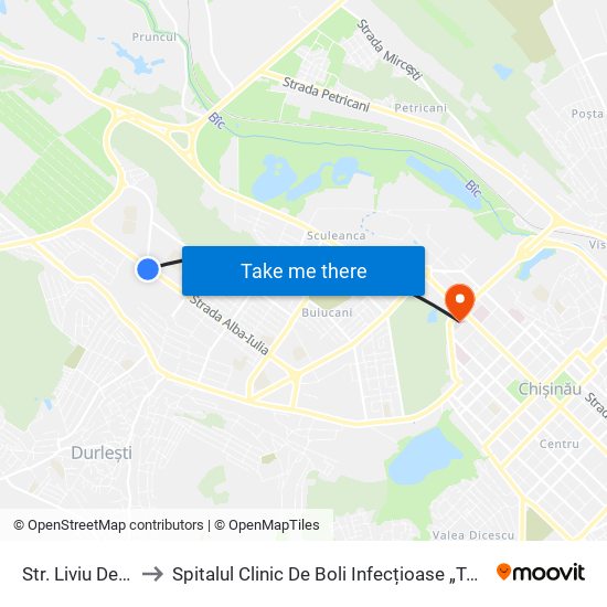 Str. Liviu Deleanu to Spitalul Clinic De Boli Infecțioase „Toma Ciorbă” map