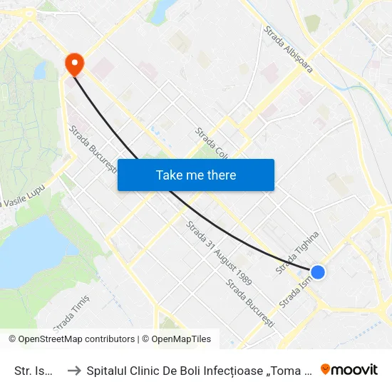 Str. Ismail to Spitalul Clinic De Boli Infecțioase „Toma Ciorbă” map