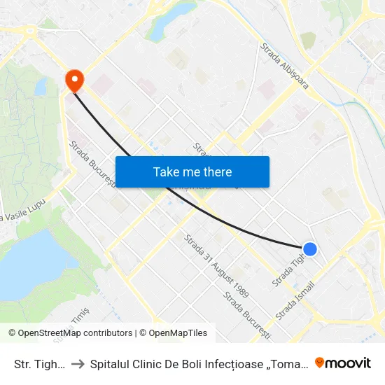 Str. Tighina to Spitalul Clinic De Boli Infecțioase „Toma Ciorbă” map