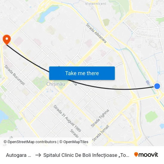 Autogara Nord to Spitalul Clinic De Boli Infecțioase „Toma Ciorbă” map