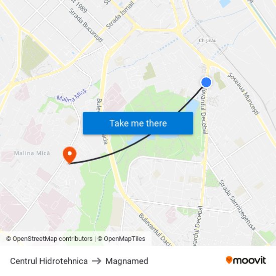 Centrul Hidrotehnica to Magnamed map