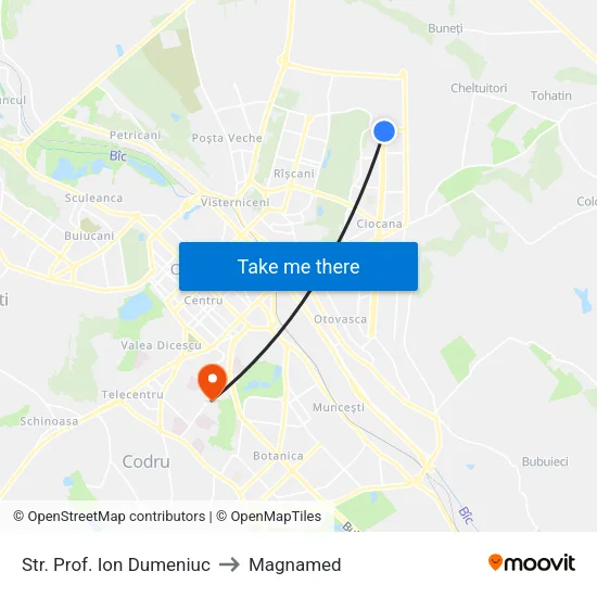 Str. Prof. Ion Dumeniuc to Magnamed map