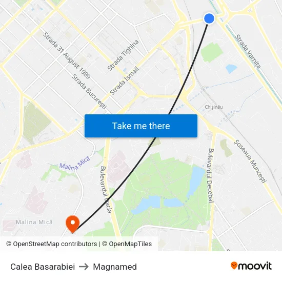 Calea Basarabiei to Magnamed map