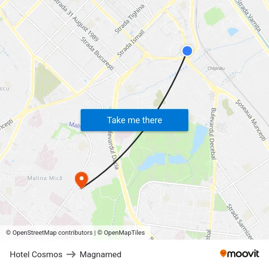 Hotel Cosmos to Magnamed map