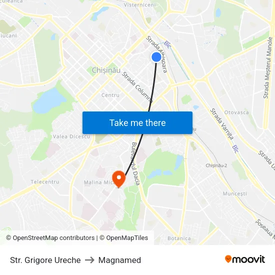 Str. Grigore Ureche to Magnamed map