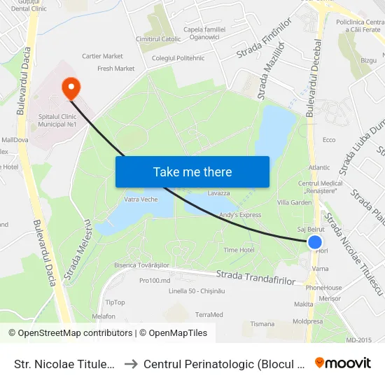 Str. Nicolae Titulescu to Centrul Perinatologic (Blocul «A») map
