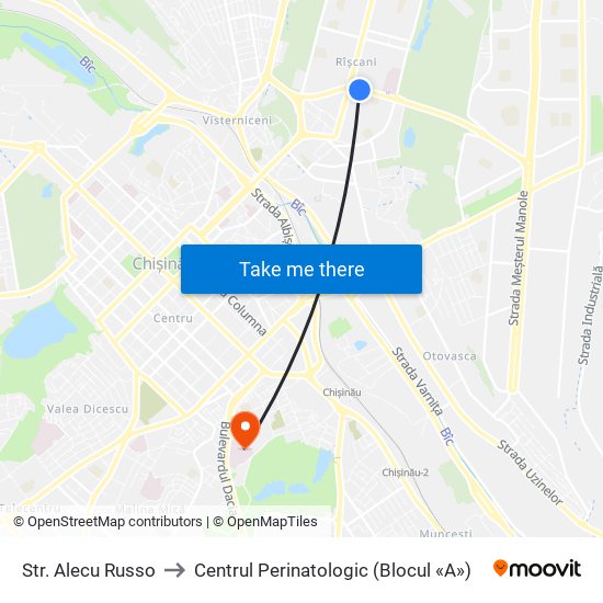 Str. Alecu Russo to Centrul Perinatologic (Blocul «A») map