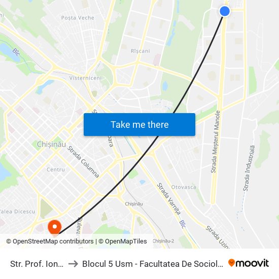 Str. Prof. Ion Dumeniuc to Blocul 5 Usm - Facultatea De Sociologie Și Asistență Socială map