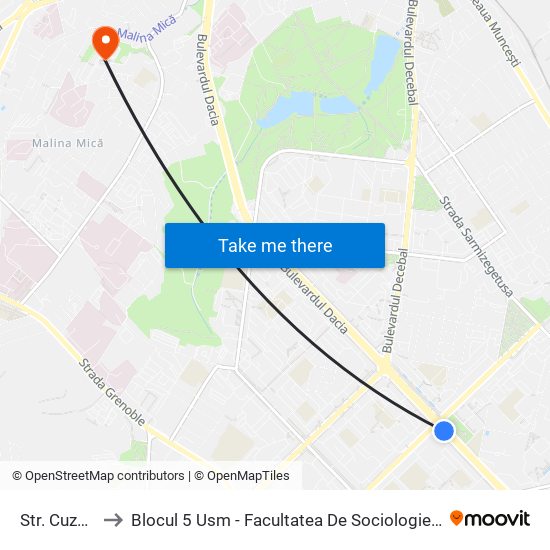 Str. Cuza Vodă to Blocul 5 Usm - Facultatea De Sociologie Și Asistență Socială map