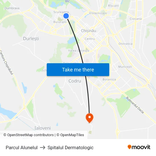 Parcul Alunelul to Spitalul Dermatologic map