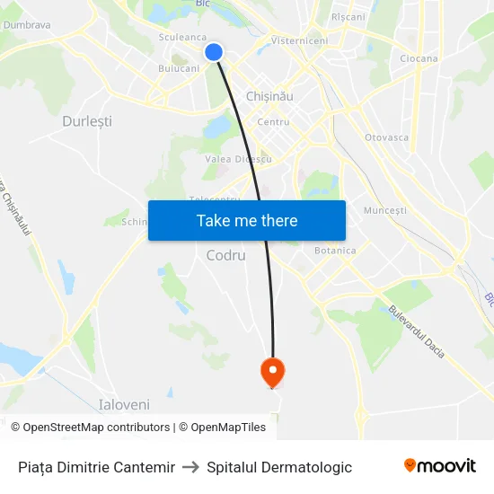 Piața Dimitrie Cantemir to Spitalul Dermatologic map