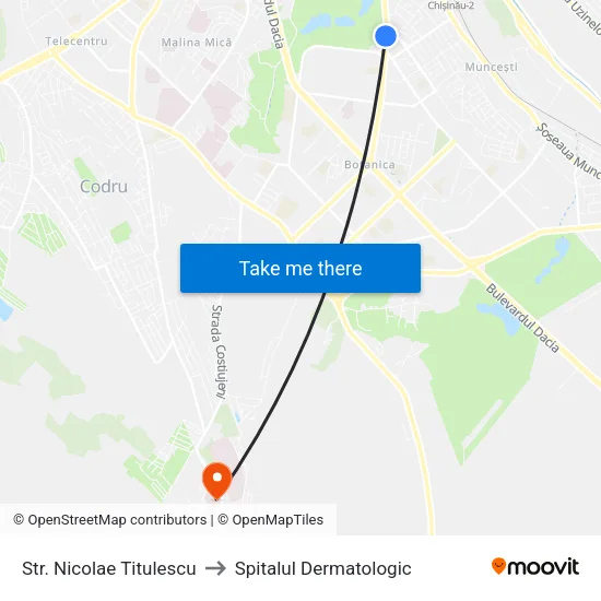 Str. Nicolae Titulescu to Spitalul Dermatologic map