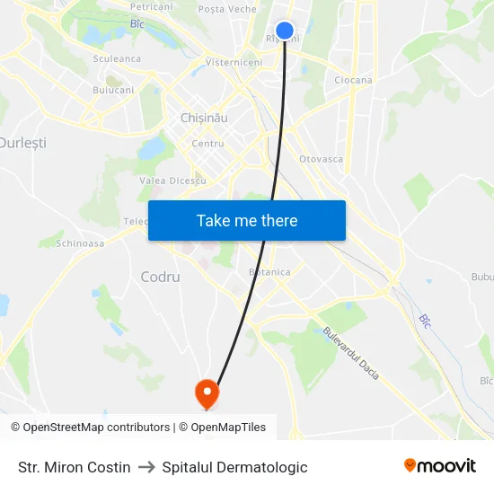 Str. Miron Costin to Spitalul Dermatologic map