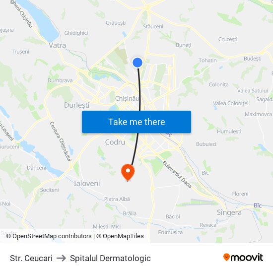 Str. Ceucari to Spitalul Dermatologic map