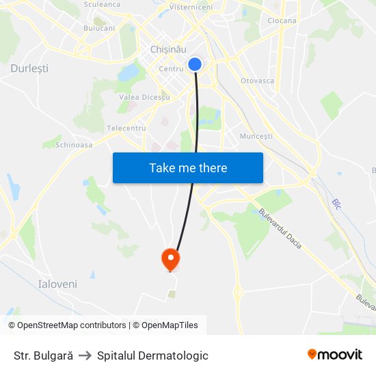 Str. Bulgară to Spitalul Dermatologic map