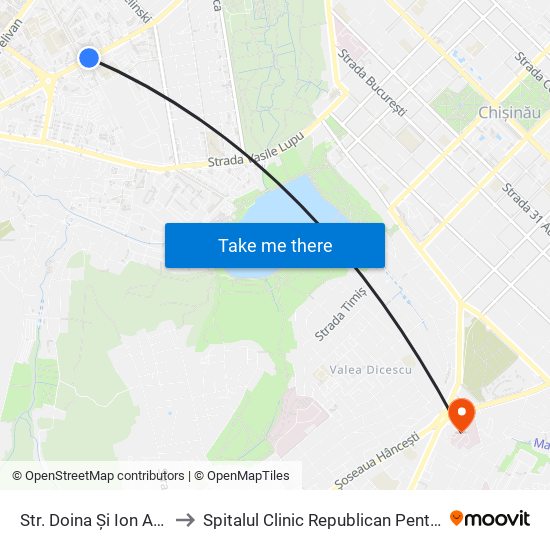 Str. Doina Și Ion Aldea-Teodorovici to Spitalul Clinic Republican Pentru Copii ""Emilian Coțaga"" map