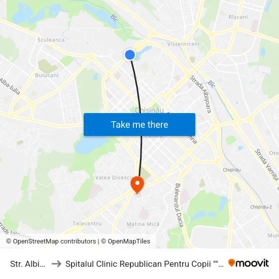 Str. Albișoara to Spitalul Clinic Republican Pentru Copii ""Emilian Coțaga"" map