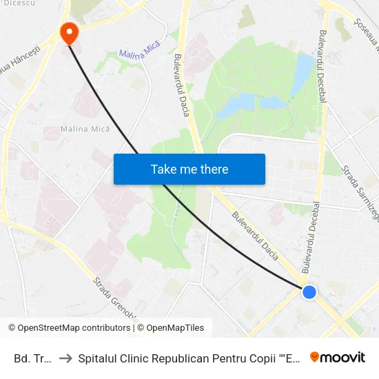 Bd. Traian to Spitalul Clinic Republican Pentru Copii ""Emilian Coțaga"" map
