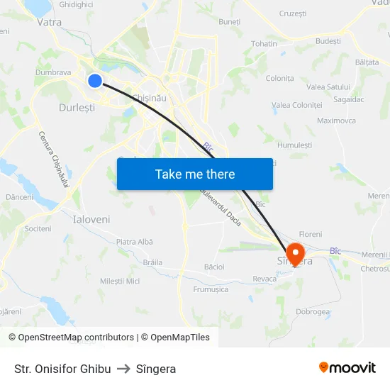 Str. Onisifor Ghibu to Sîngera map