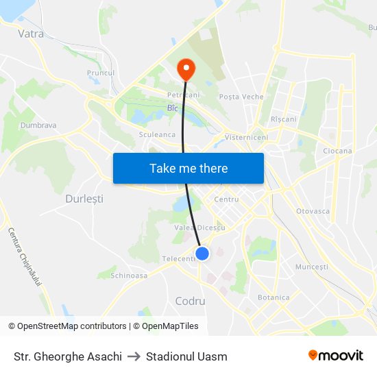 Str. Gheorghe Asachi to Stadionul Uasm map