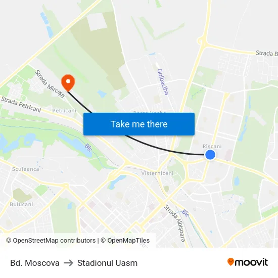 Bd. Moscova to Stadionul Uasm map