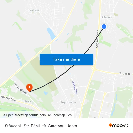 Stăuceni | Str. Păcii to Stadionul Uasm map